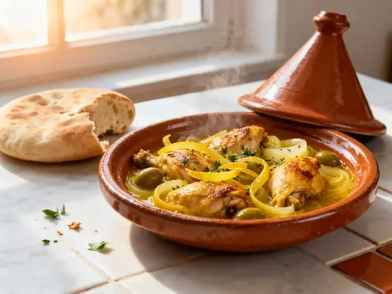 Tajine de poulet, citron et olives